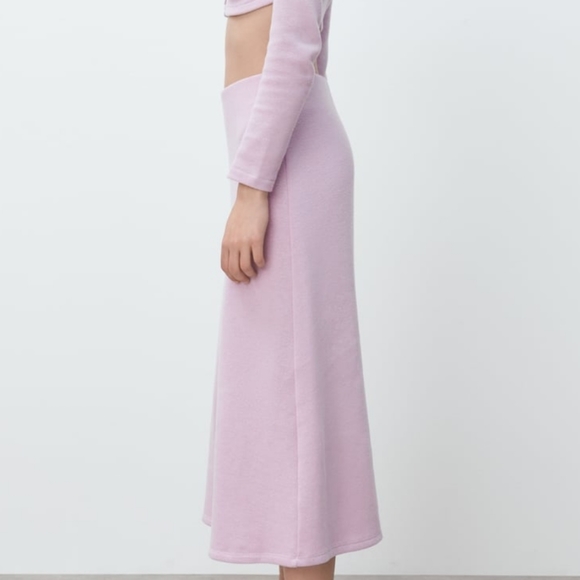 Soft A-line Midi Skirt Zara Mauve - Picture 10 of 14